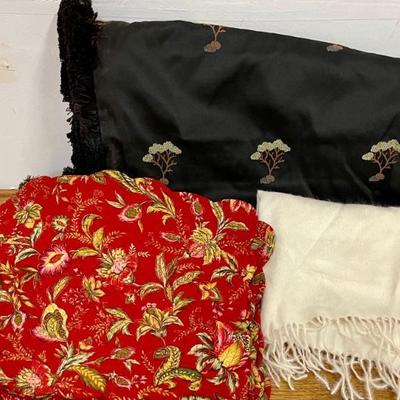 40" X 60" Embroidered Tree Throw With Tassels, 28" X 76" Suri Alpaca Scarf, (8) The Cupboard Place Mats