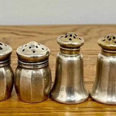 (4) Gorham Sterling Silver Miniature Salt Shakers, (4) L. V. Miniature Salt Shakers
