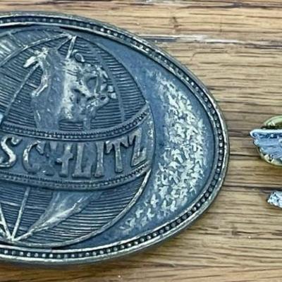 Schlitz Beer Belt Buckle And GI Metal Eagle