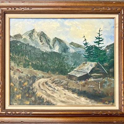 Original Signed Leen 1969 Mountain Landscape Oil On Canvas In Frame