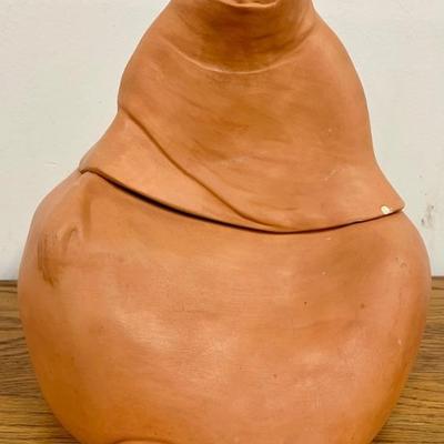 Vintage Pueblo Hand Painted Terracotta Cookie Jar By The Storyteller (as Is) 