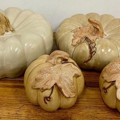 (4) Vintage Ceramic Pumpkins - (3) Tii Creations