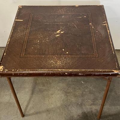 Vintage Samson Leather Top Card Table (As Is)