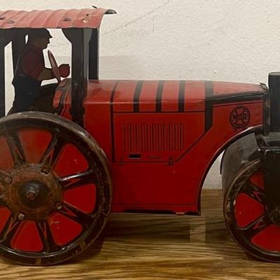 Vintage  Mar Toys Tin Automatic Reversing Road Roller (as Is)