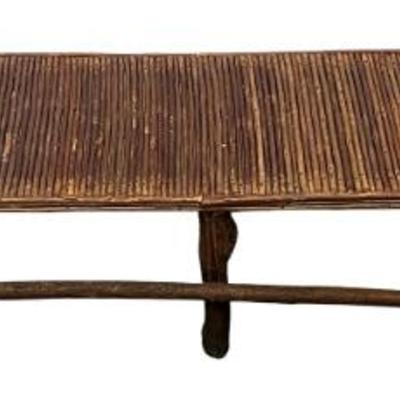 Vintage Hand Made 75" Rustic Log And Branch Bench (as Is)