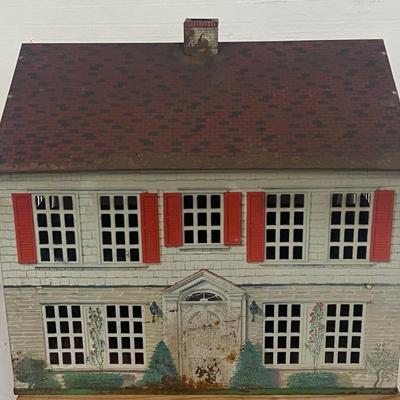 Vintage Solid Tin 21" Doll House (as Is)