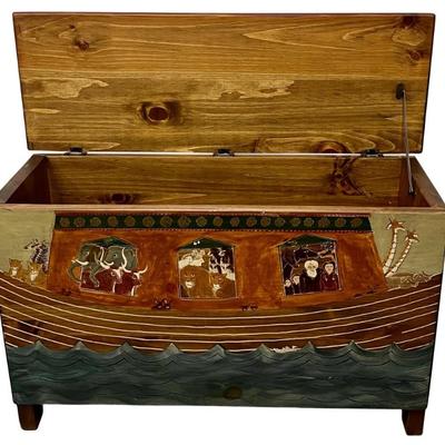 Habersham Plantation Hand Painted Noah's Ark Storage Chest By Alexander 1995