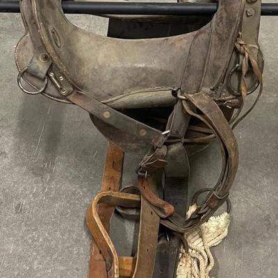 Antique McClellan Leather Saddle - 11" Seat With Wood Stir Ups