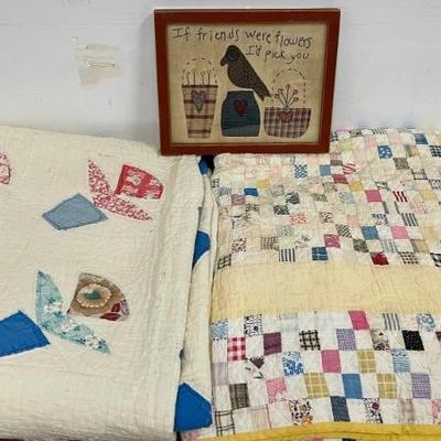 (2) Antique Quilt Cutters (as Is), Quilted Picture