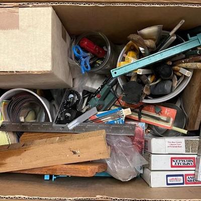 Lot Of Assorted Doll House Build And Crafting Materials And Tools - Wood And Ash Fault Shingles, Brushes, Etc.