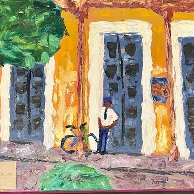 Original Signed Paul Versteeg " Watching In Antigua" Oil On Canvas