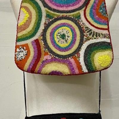 (2) Vintage Solid Seed Bead Bags - (1) As Is
