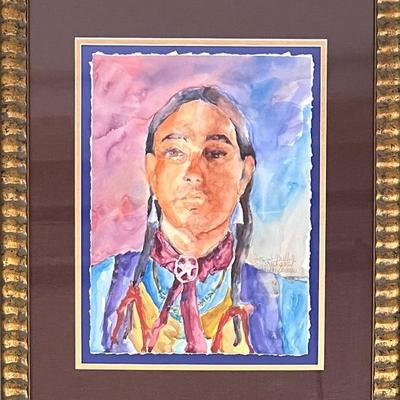 Original Harleen Alexander 2002 Original Signed Portrait Watercolor In Frame