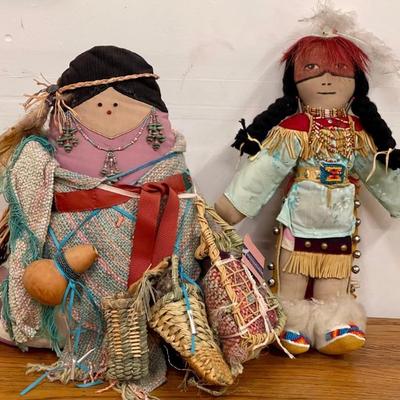 1984 Patricia Bonds Gaetano Native American Doll Door Stop, Blackfoot Cloth Doll With Seed Beads And Leather