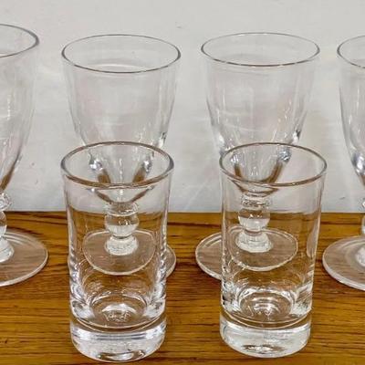 (4) Simon Pierce Hand Blown Wine Goblets, (2) Water Glasses