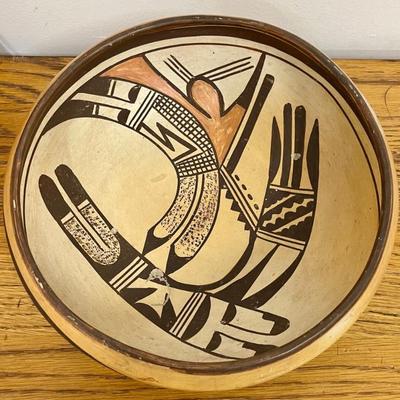 Vintage Hopi Polychrome Large Pottery Bowl 