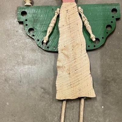 Folk Art Wood Hand Made Hanging Wall Piece (As Is)