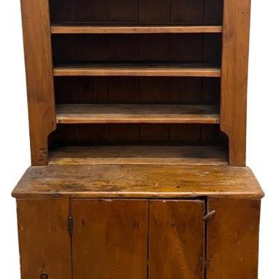 Antique Hand Made Solid Beetle Kill Pine Kitchen Cupboard