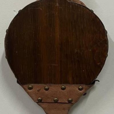 Antique Wood And Leather Bellows With Brass Tip And Nails