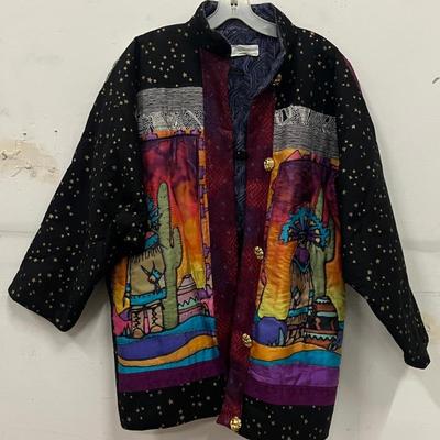 Vintage Carolyn McClain Patchwork Quilted Southwestern Women's Size Large Button Up Coat