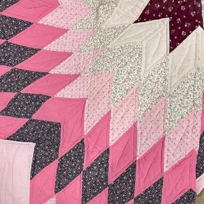 9' X 9' Pink Hand Stitched Quilt By Esther Alexander 1987