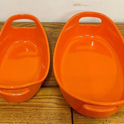 Pair Of Rachael Ray 1.25 And 2.25 Quart Orange Baking Dishes