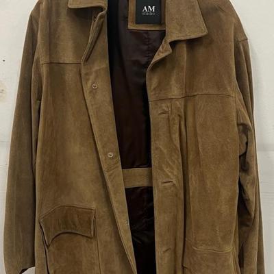 Vintage AM Studio Men's Large Brown Leather Button Up Coat