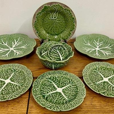 Bordello Pinheiro Green Cabbage Plates And Covered Dish