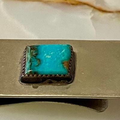 Vintage Silver & Turquoise Money Clip 