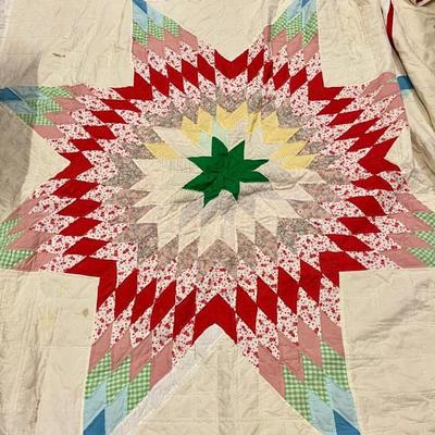 80" X 100" Vintage Hand Made Star Quilt (as Is)