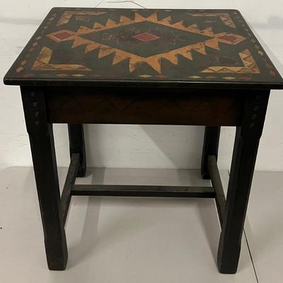 Hand Painted Wooden Rustic Side Table