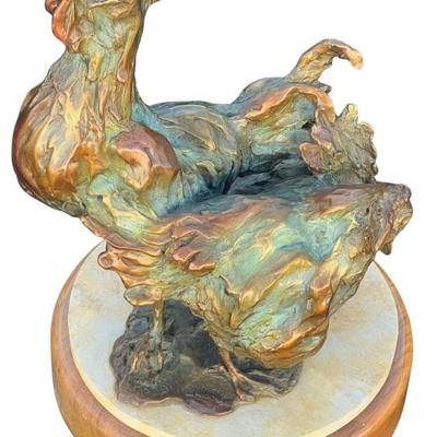 Jan Mapes " Alarm Cluck" AP Bronze Sculpture Of 15 On Swivel Base