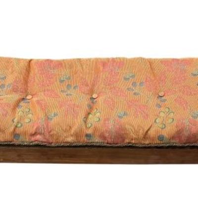 Antique Hand Made Solid Oak Fainting Couch With Hand Made Tapestry Cushion And Pillow