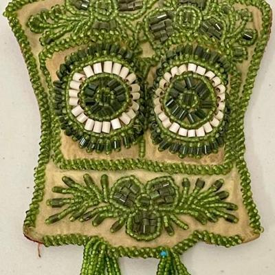 Antique Native American Bead & Cloth Double Match Holder Souvenir 