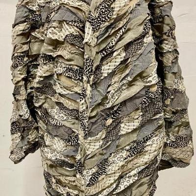 Vintage Ria Moran Patchwork Over Sized Jacket With Silk Lining Size Large
