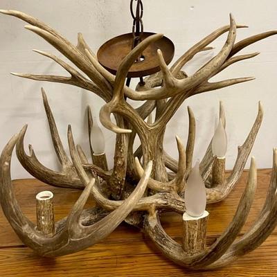 Windy Mountain Design 2003 Genuine Antler 4-bulb Chandelier With Chain And Cover Plate