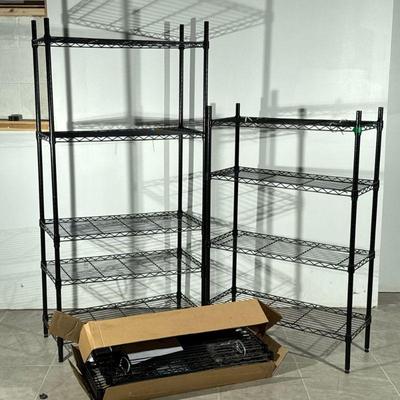 (2pc) NSF “HDX “ BLACK WIRE RACKS | 55 x 36 x 12 smaller. - h. 72 x w. 36 x d. 16 in (largest)

