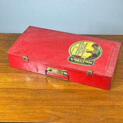 VINTAGE ERECTOR SET IN METAL TIN BOX | h. 3 x w. 16.5 x d. 8.5 in (box)