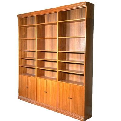(3pc) TEAK BOOKSHELF CABINET | Mid-century modern bookcase cabinets, three matching sections with a top extender… could probably be made...