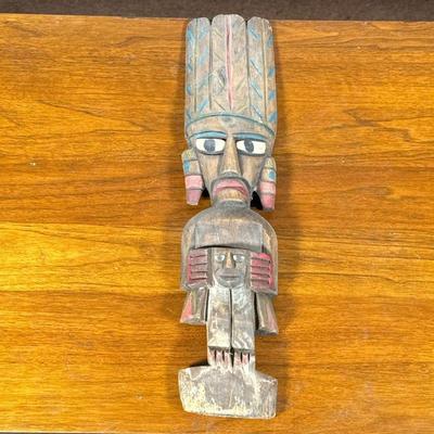 EARLY 20th C. TOTEM CARVING | Carved and polychromed totem figure. - h. 20 in


