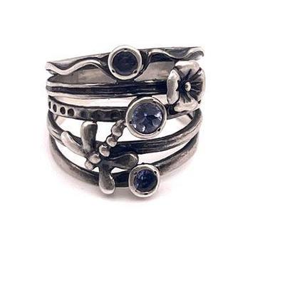 Sterling Silver Amethyst Stacked sty ring