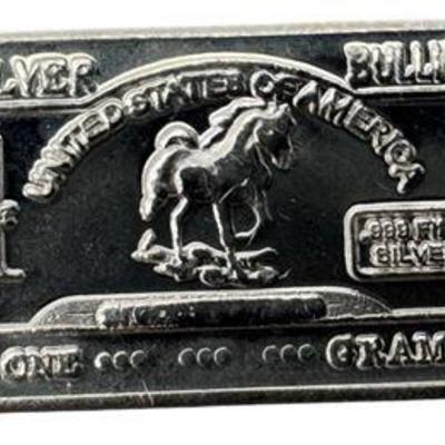 Lot 9010  
United States Of America “Mustang” (1 Gram .999 Fine Silver) Mini Silver Bar