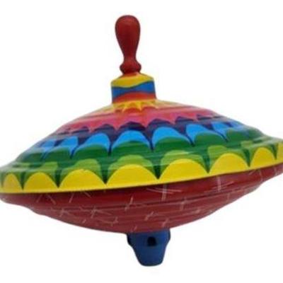 Lot 081   
Vintage Spinning Top Tin Metal Rainbow Color By LBZ Western Germany