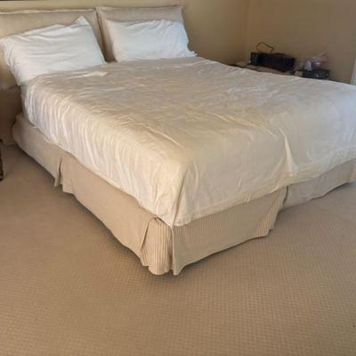 CA King Headboard, Mattress, Split Box Spring & Bedding 