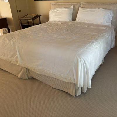 CA King Headboard, Mattress, Split Box Spring & Bedding