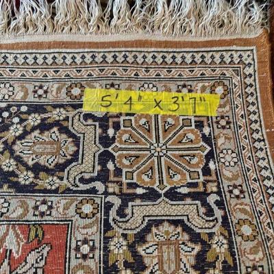 Vintage Persian Qum pictorial rug with horses and various animals 5’4”x3’7”

