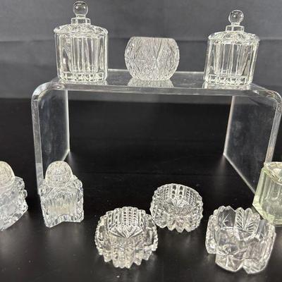 9 crystal heisey crystallite salt dishes and containers with lids