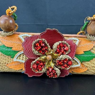 Mary frances straw unique decorative purse