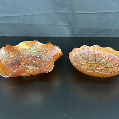 Fenton marigold peacock and urn bowl peacock and dahlia bowl