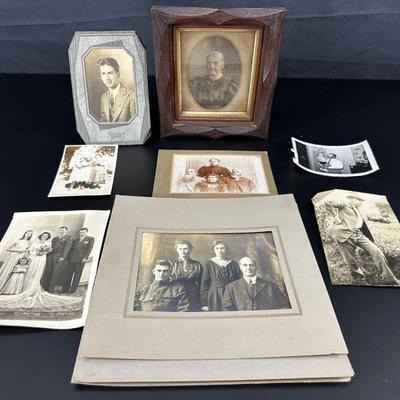 8 vintage black and white photos and cabinet cards framed photo d